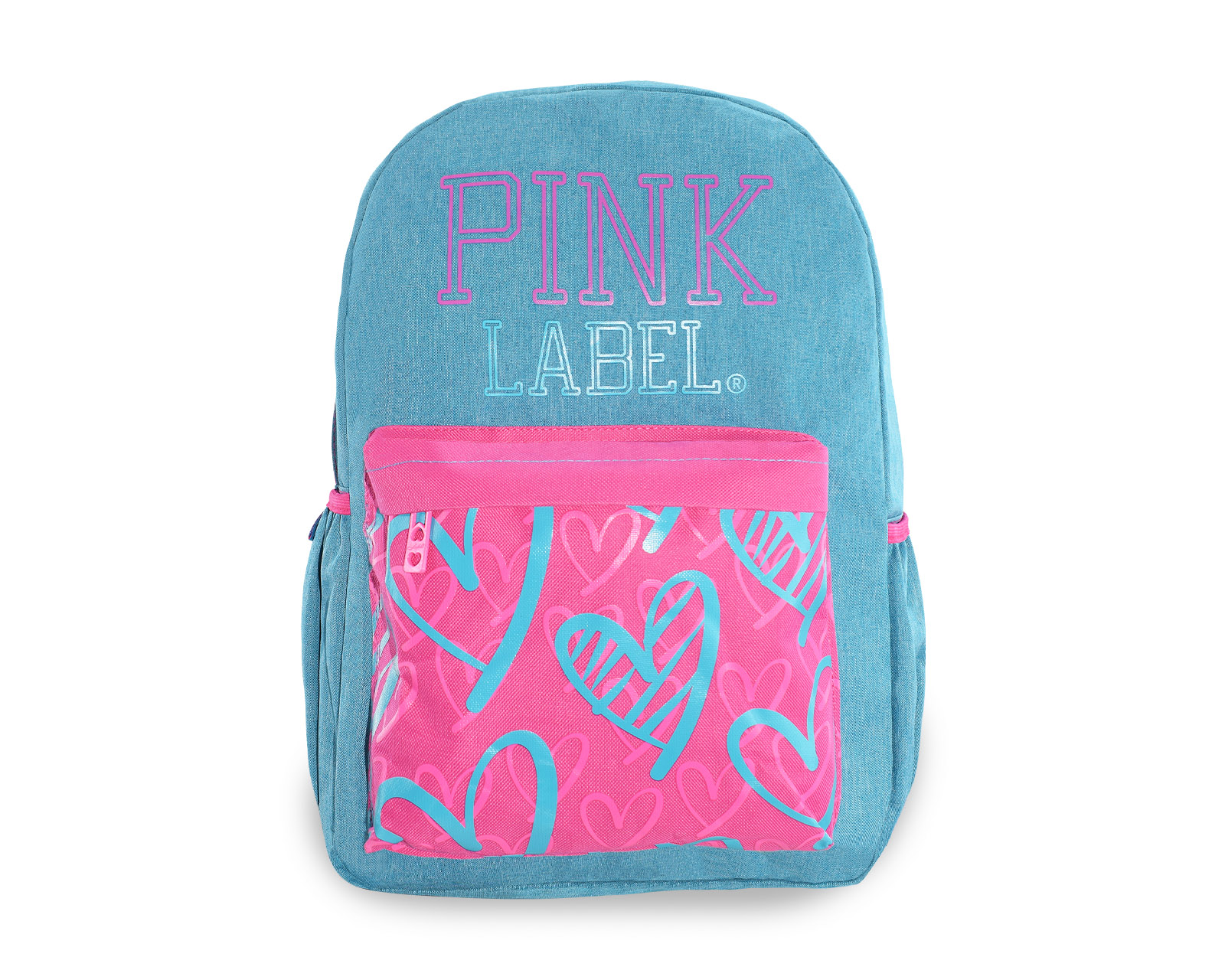 Mochila Pink Label Corazones Azul Rosa