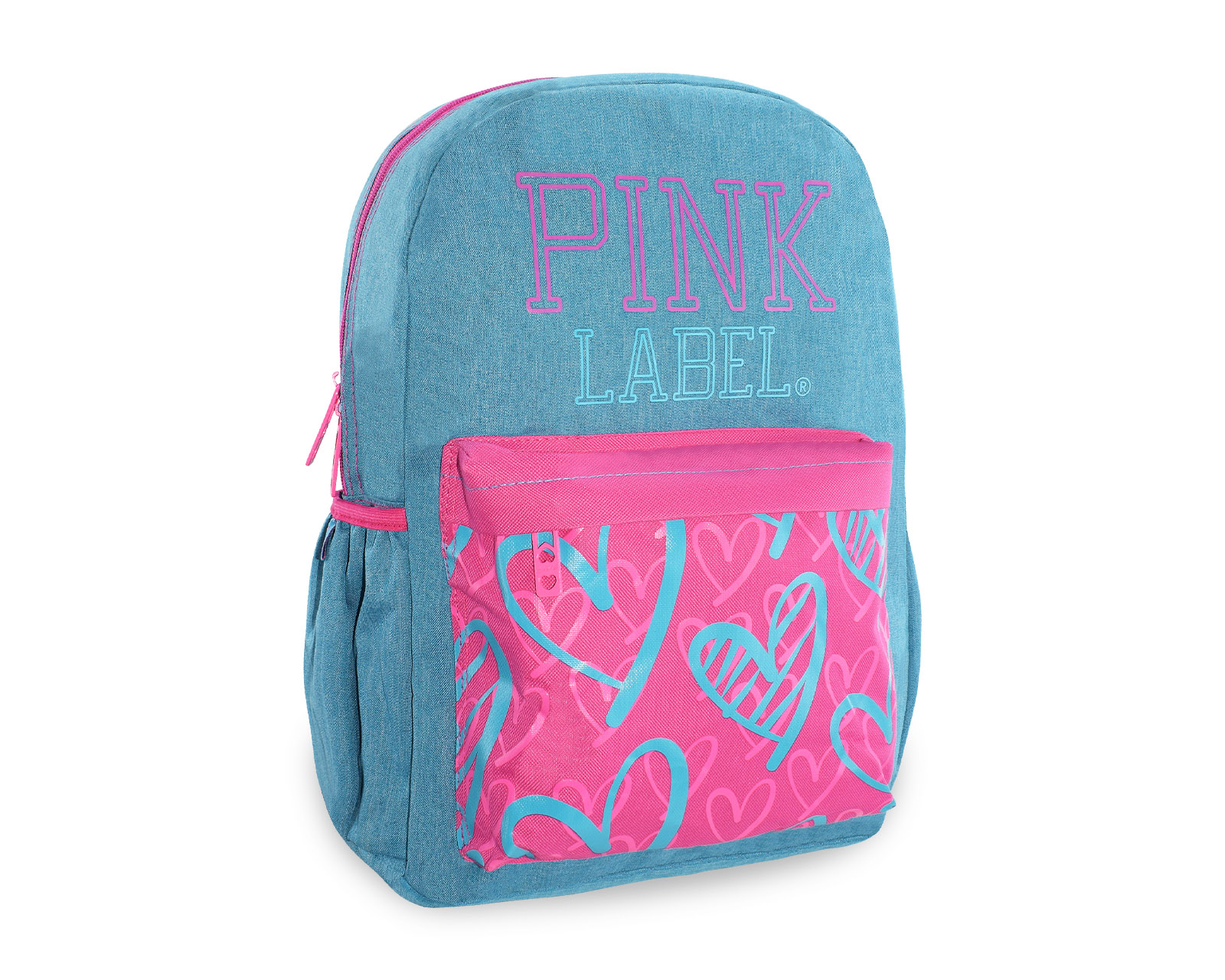 Foto 3 pulgar | Mochila Pink Label Corazones Azul Rosa