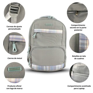 Foto 2 | Mochila Golden Star Escolar Juvenil Df-8944 Color Gris