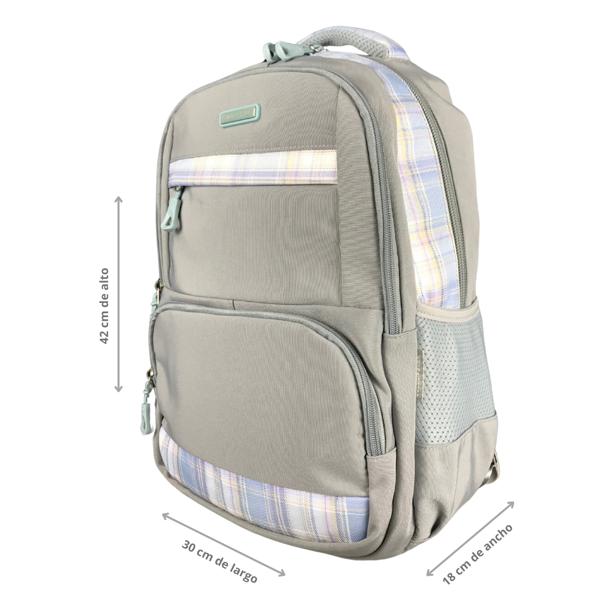 Foto 4 pulgar | Mochila Golden Star Escolar Juvenil Df-8944 Color Gris