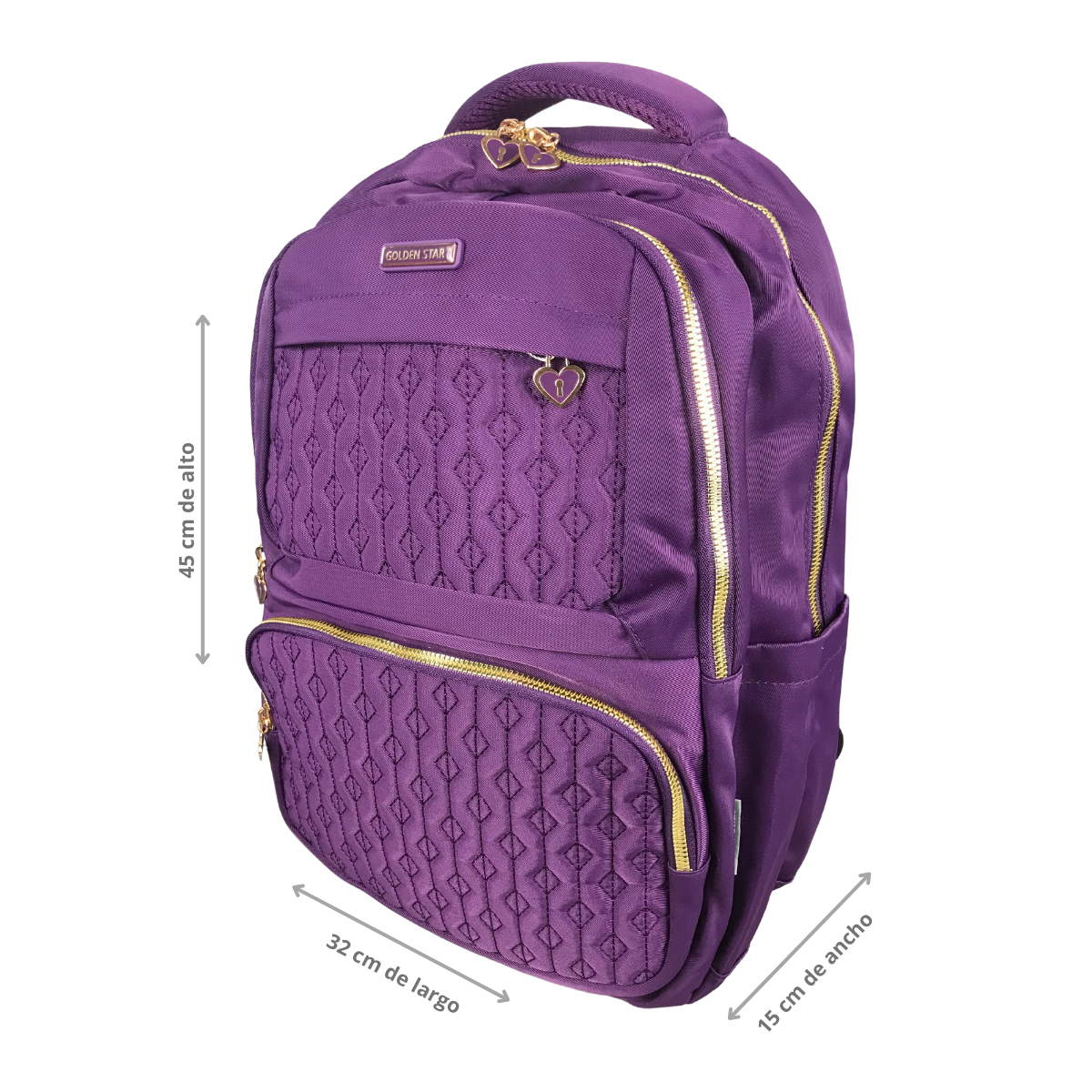 Foto 4 pulgar | Mochila Golden Star Escolar Diseño Acolchado Df-8969 Color Morado