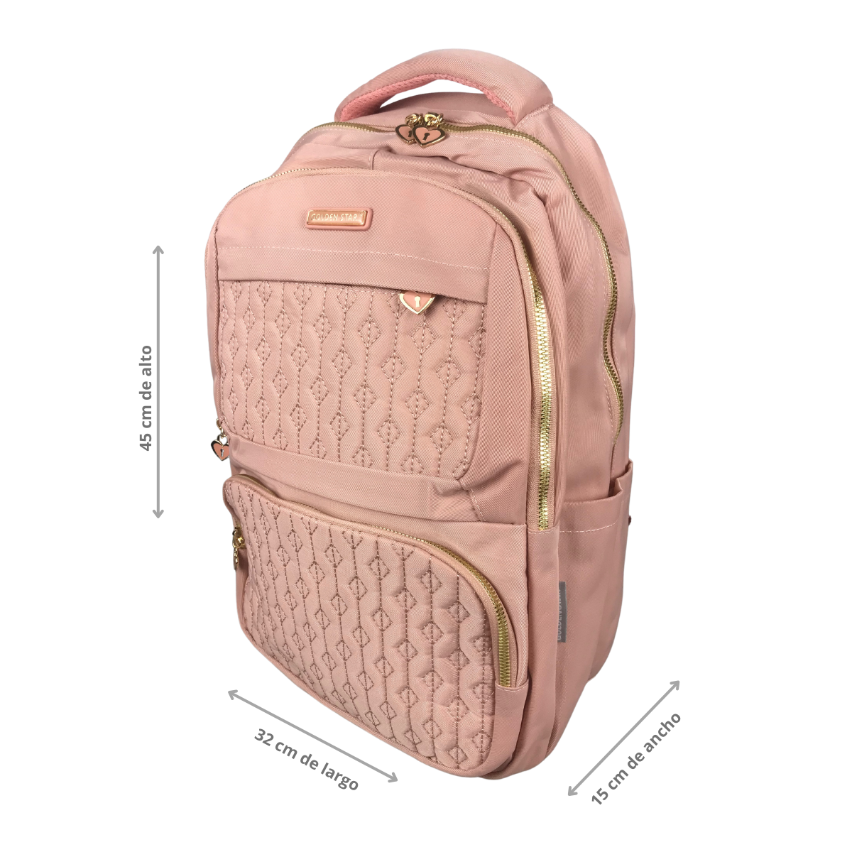Foto 3 | Mochila Golden Star Escolar Diseño Acolchado Df-8969 Color Coral