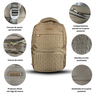 Foto 2 | Mochila Golden Star Escolar Diseño Acolchado Df-8969 Color Caqui