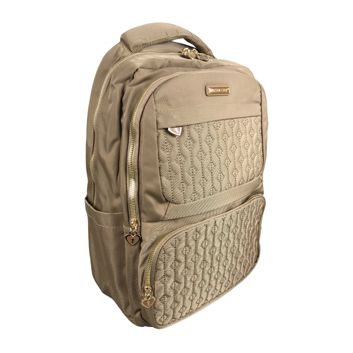 Foto 5 pulgar | Mochila Golden Star Escolar Diseño Acolchado Df-8969 Color Caqui