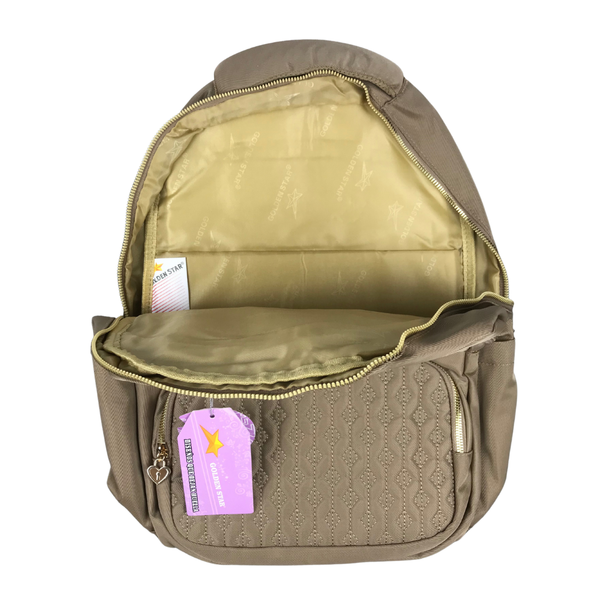 Foto 7 pulgar | Mochila Golden Star Escolar Diseño Acolchado Df-8969 Color Caqui