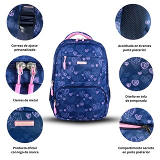 Foto 2 | Mochila Golden Star Primaria Niña Df-8980 Color Azul Marino
