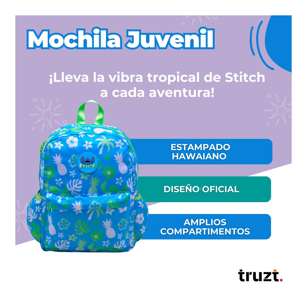 Foto 4 pulgar | Mochila Juvenil Disney Stitch 26 L