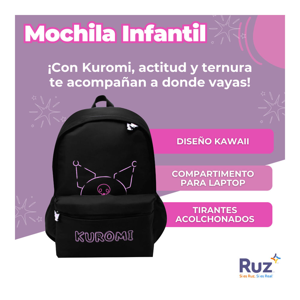 Foto 4 pulgar | Mochila Juvenil Sanrio Kuromi 26 L