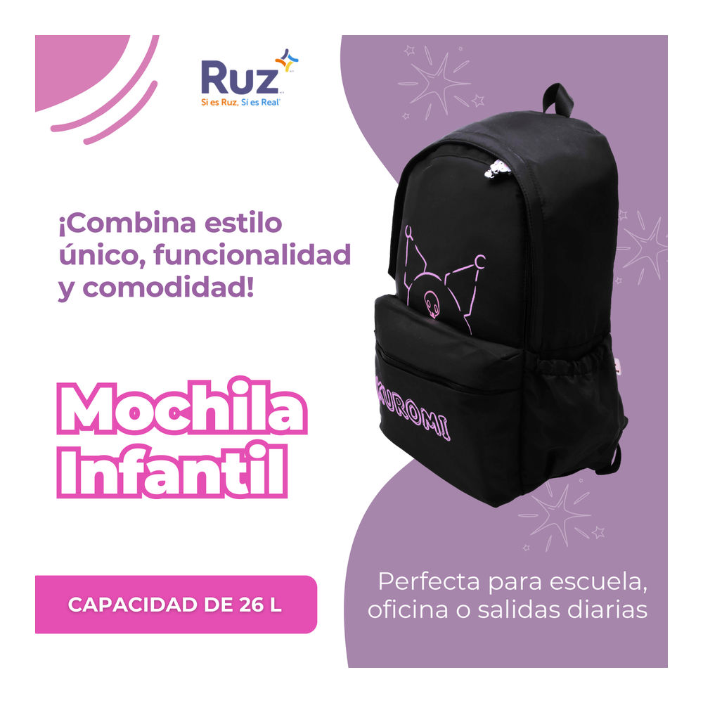 Foto 5 pulgar | Mochila Juvenil Sanrio Kuromi 26 L