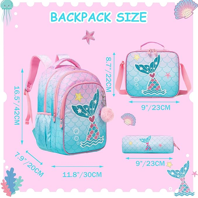 Foto 2 | Mochilas Escolar con Lonchera y Estuche