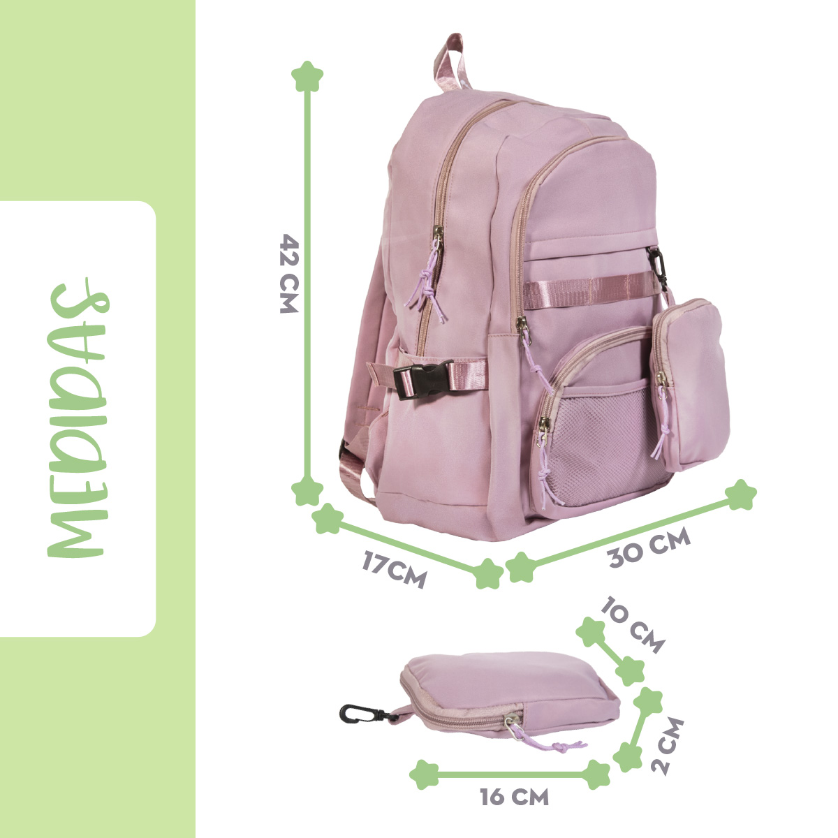 Foto 9 pulgar | Mochila Escolar Mima2 Con Compartimento Para Laptop + Múltiples Bolsillos + Bolsita Colgante