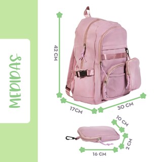 Foto 8 | Mochila Escolar Mima2 Con Compartimento Para Laptop + Múltiples Bolsillos + Bolsita Colgante