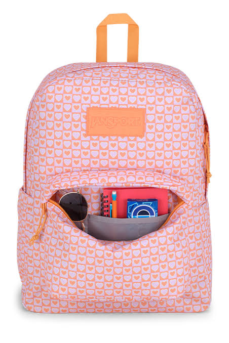 Foto 3 pulgar | Mochila Jansport Superbreak Hyped Hearts Pink Js0a4qutgu6