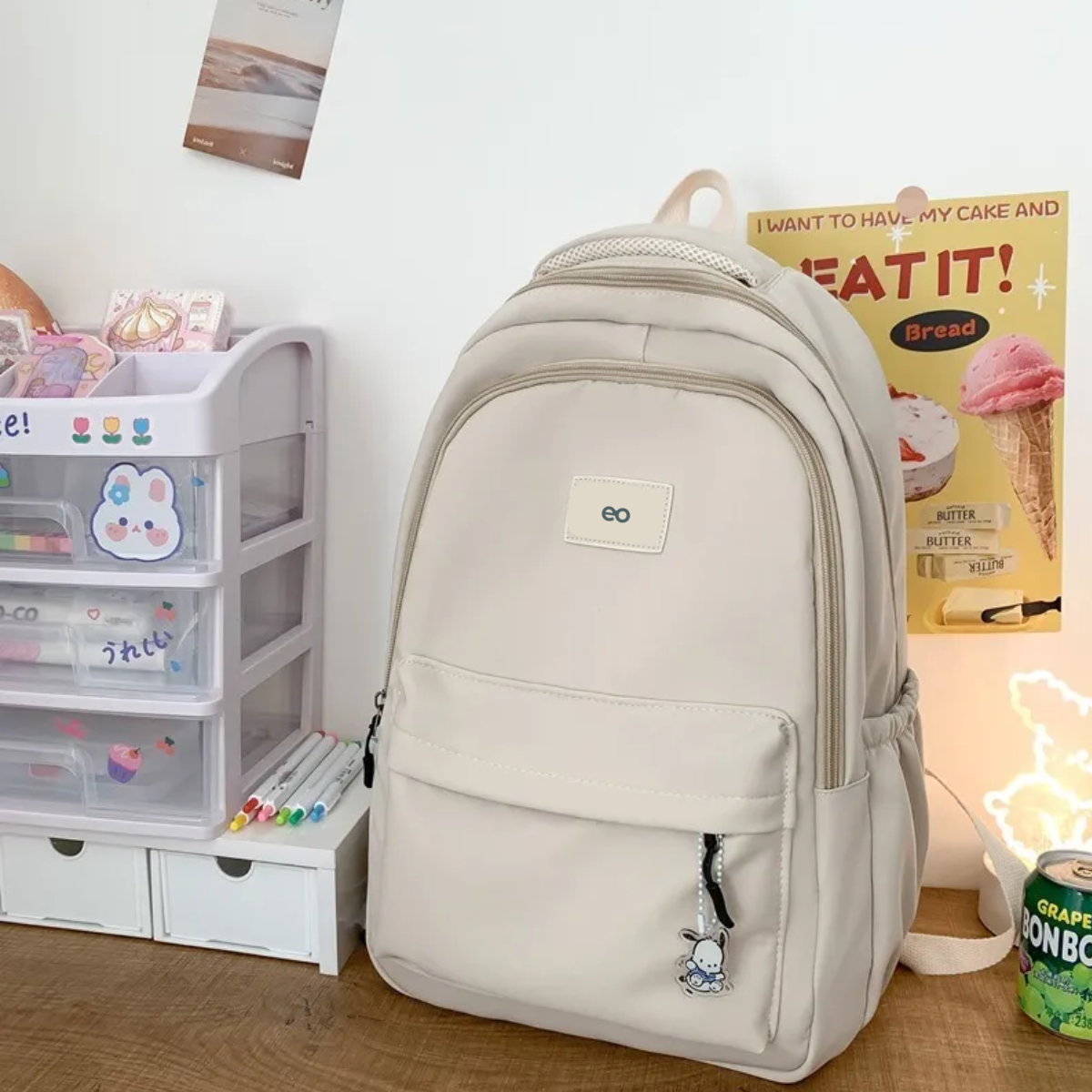 Foto 4 pulgar | Mochila Escolar De Moda Casual Impermeable Eo Safe Imports Esi-19850 Blanco