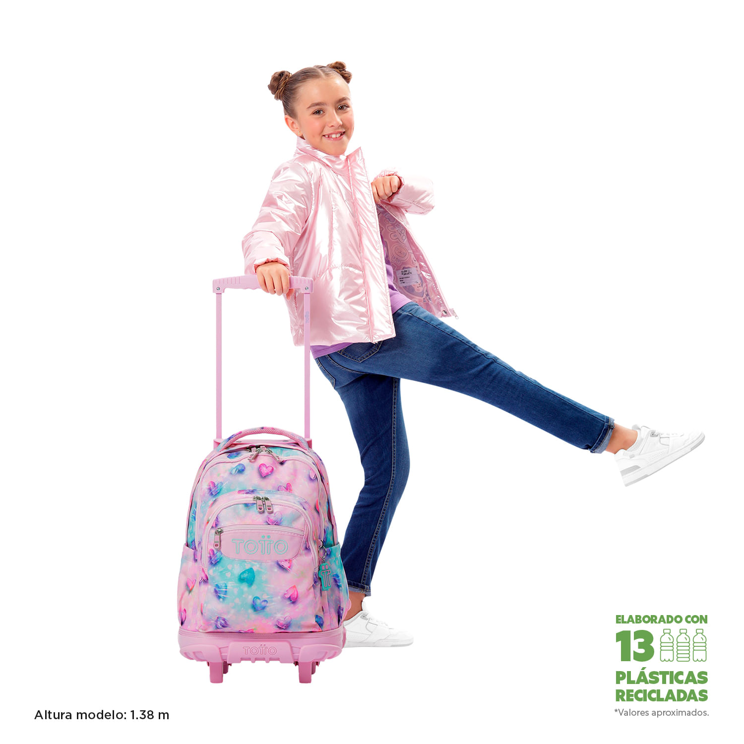Foto 3 pulgar | Mochila Grande Con Ruedas Porta Laptop 15.4 | 25 L Renglon Glitter