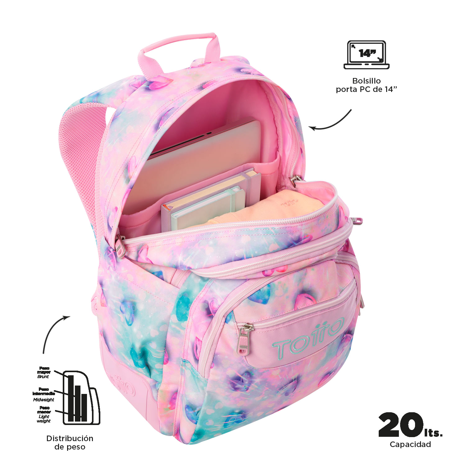 Foto 3 pulgar | Mochila Escolar Totto Rayol con Porta Laptop 14 Pulgadas