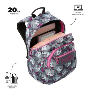 Foto 2 | Mochila Escolar Totto con Porta Laptop 14 Pulgadas