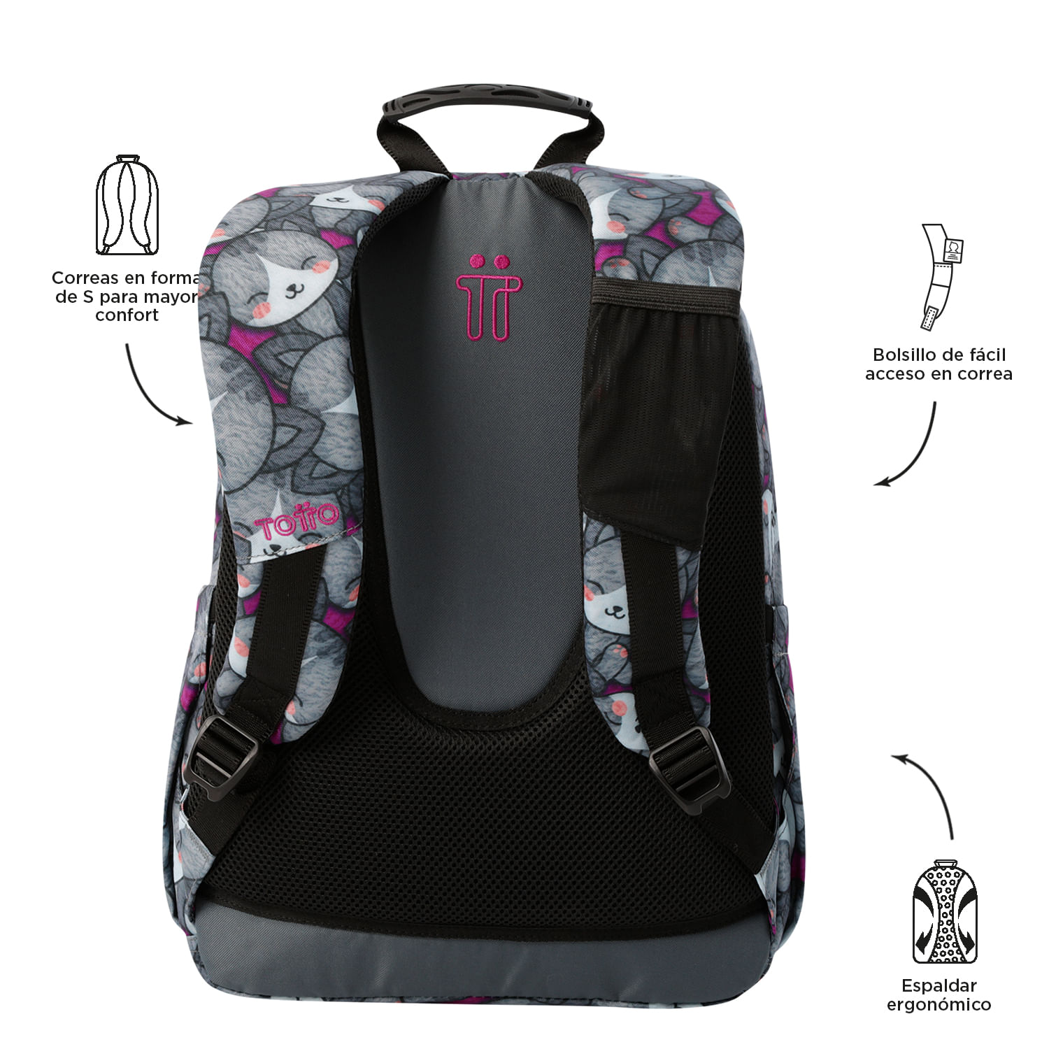 Foto 4 pulgar | Mochila Escolar Totto con Porta Laptop 14 Pulgadas