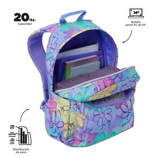 Foto 2 | Mochila Escolar Totto Acuarela con Porta Laptop 14 Pulgadas