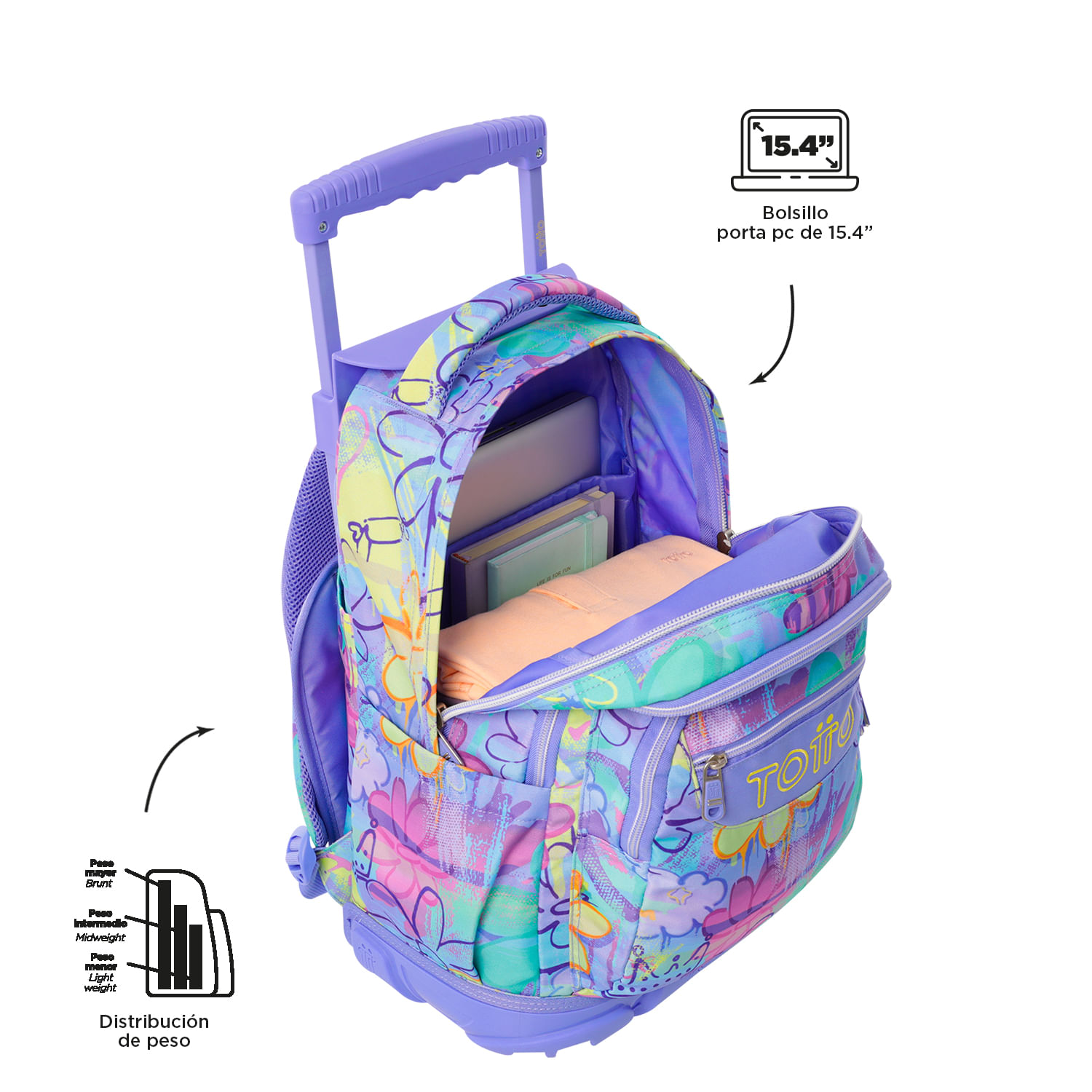 Foto 4 pulgar | Mochila con Ruedas Totto con Porta Laptop 15.4 Pulgadas