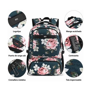 Foto 2 | Mochila De Almuerzo Antirrobo Impermeable Eo Safe Imports Esi-20423 Multicolor