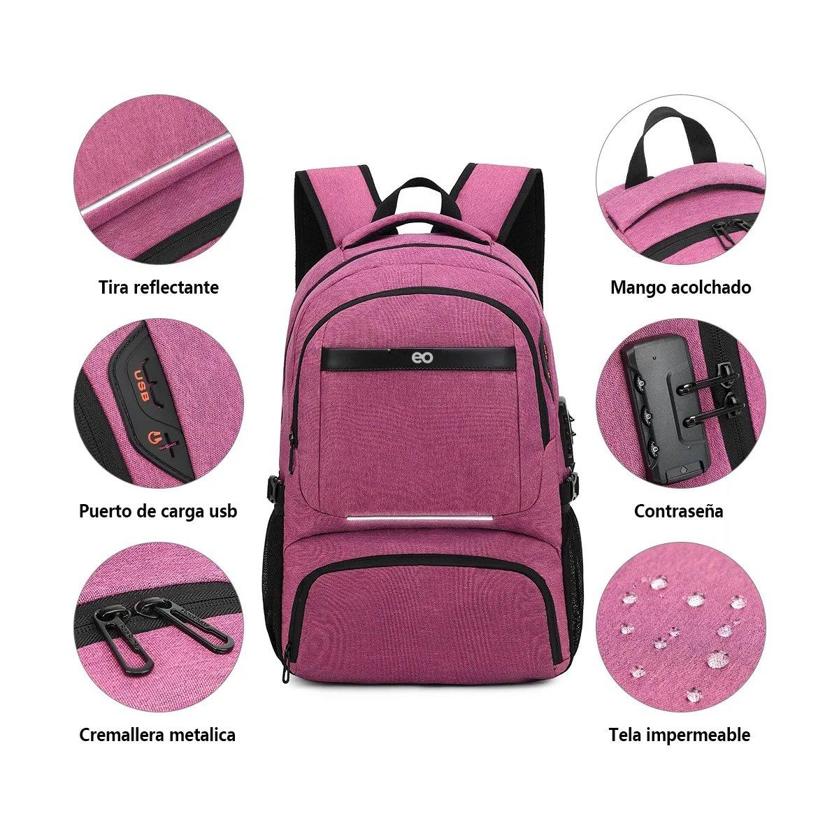 Foto 3 pulgar | Mochila De Almuerzo Antirrobo Impermeable Eo Safe Imports Esi-20424 Purpura