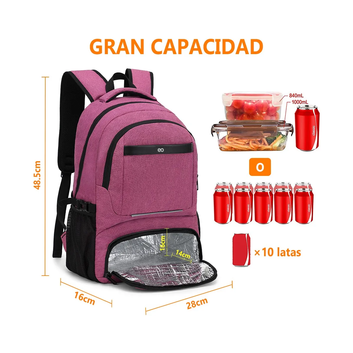 Foto 4 pulgar | Mochila De Almuerzo Antirrobo Impermeable Eo Safe Imports Esi-20424 Purpura