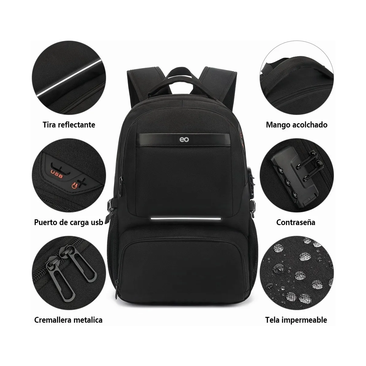 Foto 2 | Mochila Eo Safe Imports Negra