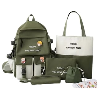 Foto 1 | Mochila Coreana 5 En 1 Bolsa Escolar De Viaje Kawaii K Pop Verde Musgo