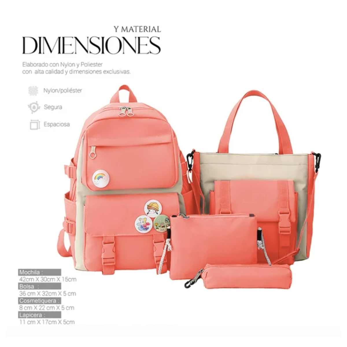 Foto 2 | Set De 4 Piezas Mochila Escolar Con Bolsa  Estuche Y Lonchera