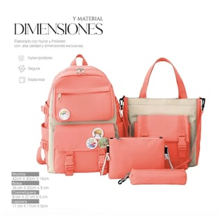Foto 2 | Set De 4 Piezas Mochila Escolar Con Bolsa Estuche Y Lonchera