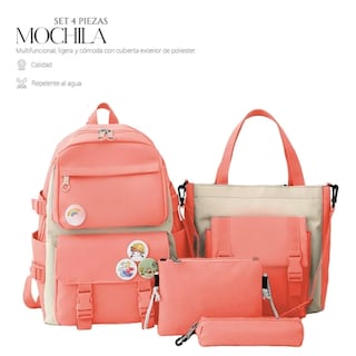 Foto 4 | Set De 4 Piezas Mochila Escolar Con Bolsa Estuche Y Lonchera