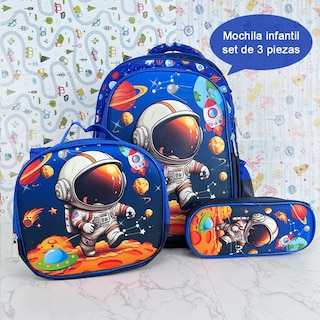 Foto 6 | Kit Mochila Escolar Lonchera Lapicera Primaria Con Carrito