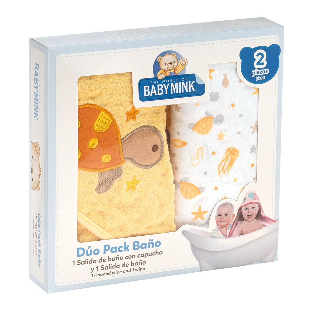 Foto 1 | Set De 2 Toallas Para Bebé Baby Mink Bm49e Amarillo (1 Toalla Con Capucha + 1 Toalla Plana)