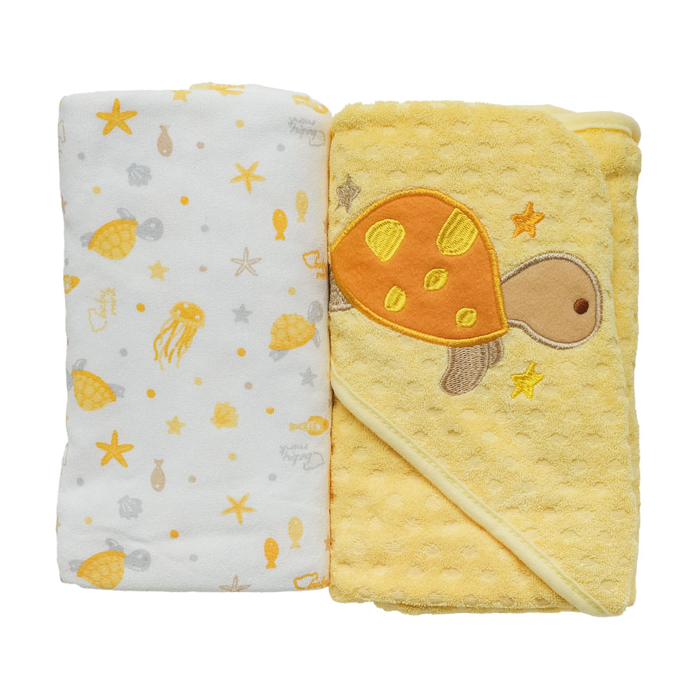 Foto 4 pulgar | Set De 2 Toallas Para Bebé Baby Mink Bm49e Amarillo (1 Toalla Con Capucha + 1 Toalla Plana)