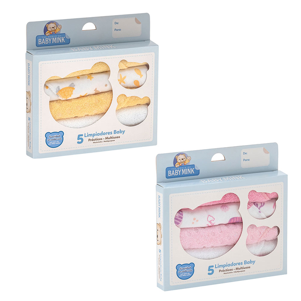 Foto 2 pulgar | Toallitas Faciales Limpiadores Multiusos Baby Mink Bm02m Rosa (10 Piezas)