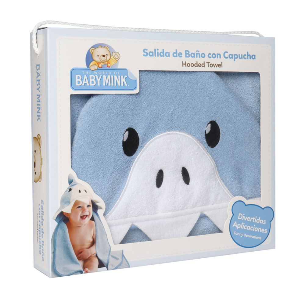 Foto 5 pulgar | Toalla con Capucha para Bebé Baby Mink BM324 con Bordado de Tiburón