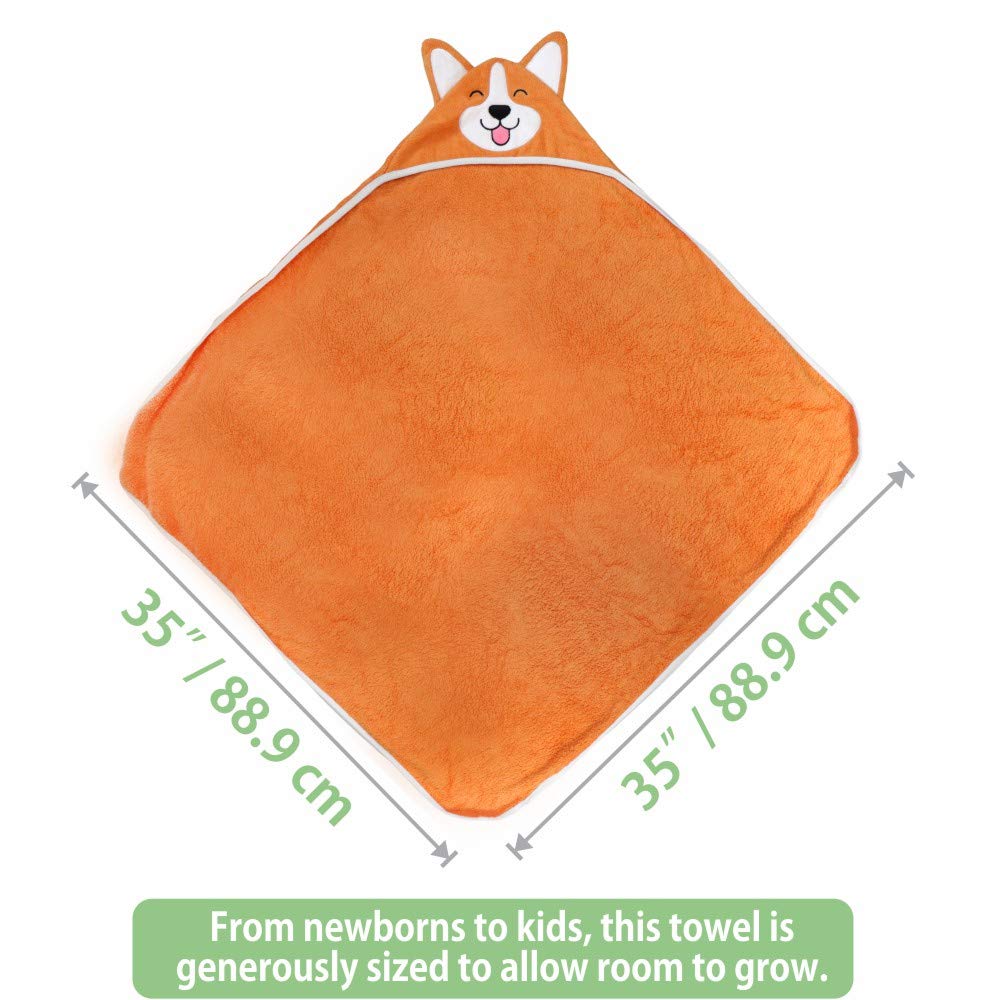 Foto 2 | Toalla Con Capucha Para Bebé Corgi Dog, Ultrasuave Y Absorbente, Naranja - Venta Internacional.