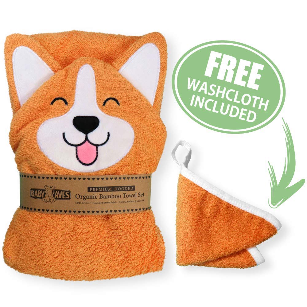 Foto 3 | Toalla Con Capucha Para Bebé Corgi Dog, Ultrasuave Y Absorbente, Naranja - Venta Internacional.