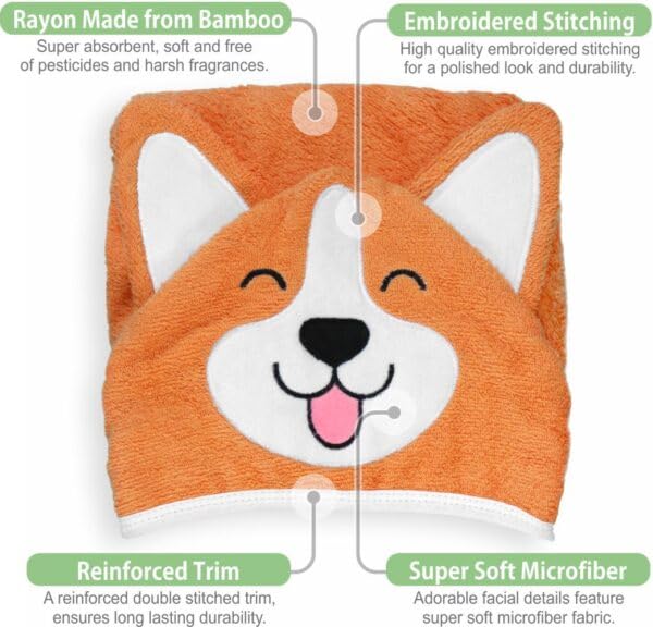 Foto 5 pulgar | Toalla Con Capucha Para Bebé Corgi Dog, Ultrasuave Y Absorbente, Naranja - Venta Internacional.