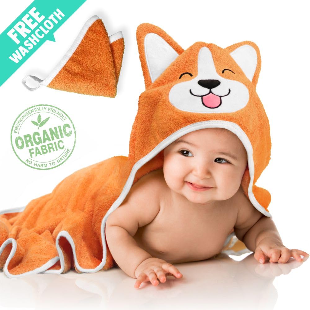 Foto 8 pulgar | Toalla Con Capucha Para Bebé Corgi Dog, Ultrasuave Y Absorbente, Naranja - Venta Internacional.