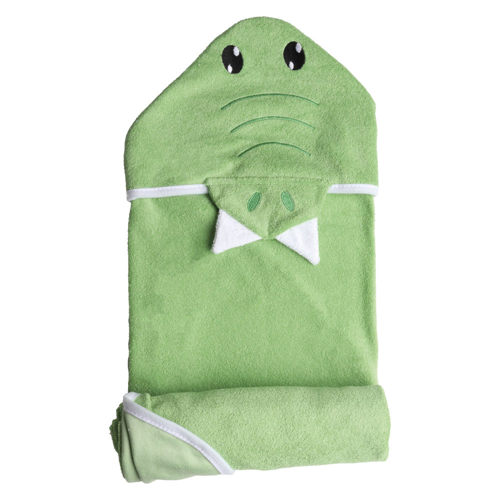 Foto 2 pulgar | Toalla de Baño con Capucha Baby Mink Bm324 Verde con Bordado de Personaje de Cocodrilo 90 x 70 cm