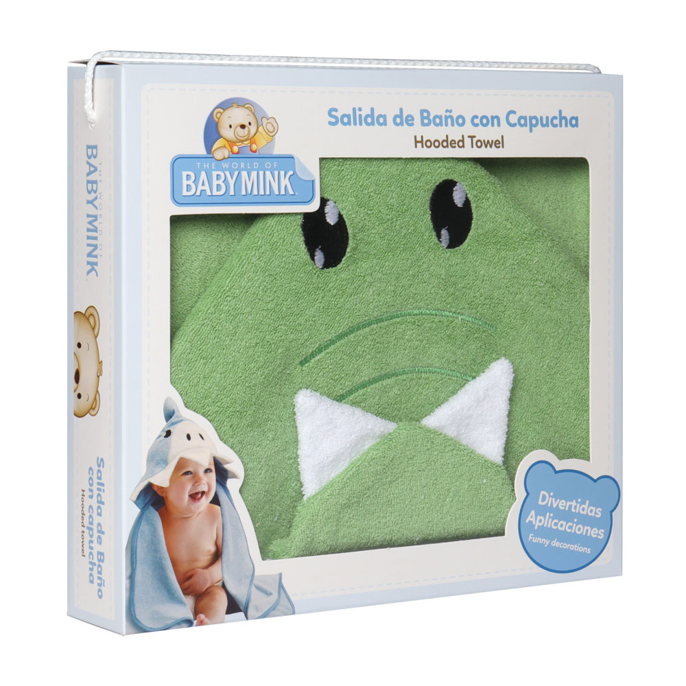 Foto 5 pulgar | Toalla de Baño con Capucha Baby Mink Bm324 Verde con Bordado de Personaje de Cocodrilo 90 x 70 cm