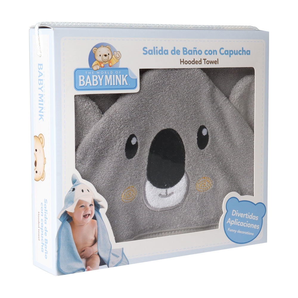 Foto 5 pulgar | Toalla de Baño con Capucha Baby Mink Bm324 Gris con Bordado de Personaje de Koala 90 x 70 cm