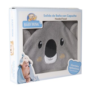 Foto 4 | Toalla de Baño con Capucha Baby Mink Bm324 Gris con Bordado de Personaje de Koala 90 x 70 cm