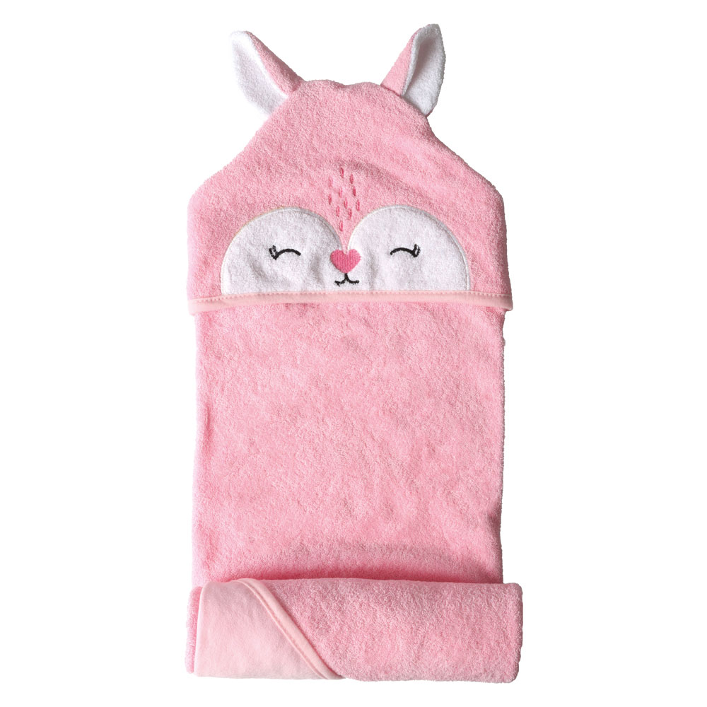 Foto 2 pulgar | Toalla de Baño con Capucha Baby Mink Bm324 Rosa con Bordado de Personaje de Zorrita 90 x 70 cm