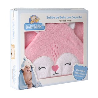 Foto 4 | Toalla de Baño con Capucha Baby Mink Bm324 Rosa con Bordado de Personaje de Zorrita 90 x 70 cm