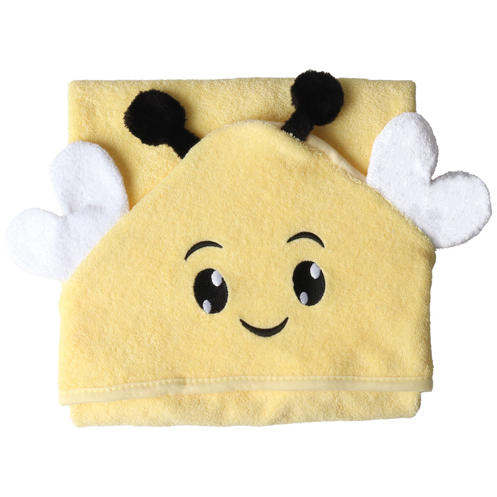 Foto 4 pulgar | Toalla de Baño con Capucha Baby Mink Bm324 Amarilla con Bordado de Personaje de Abeja 90 x 70 cm