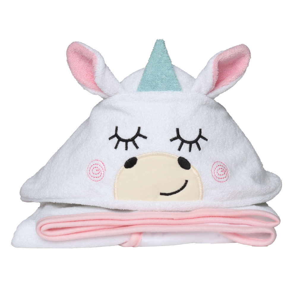 Foto 3 pulgar | Toalla de Baño con Capucha Baby Mink Bm324 Blanco con Bordado de Personaje de Unicornio 90 x 70 cm