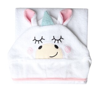 Foto 3 | Toalla de Baño con Capucha Baby Mink Bm324 Blanco con Bordado de Personaje de Unicornio 90 x 70 cm